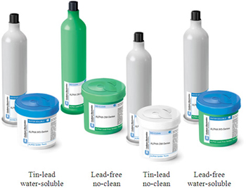Tin-lead (water-soluble), Lead-free (no-clean), Tin-lead (no-clean), Lead-free (water-soluble)solder paste and soldering products